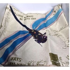 Dragonfly Good Luck Always Be With You Linen Throw Pillow Cover 18x18 Blue Gold